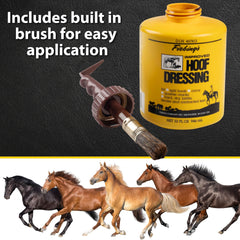 Hoof being treated to a semi-gloss finish using Fiebing's Hoof Oil.