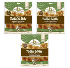 Fieldcrest Farms Nothin to Hide Flip Chips chicken packaging highlights rawhide-free option