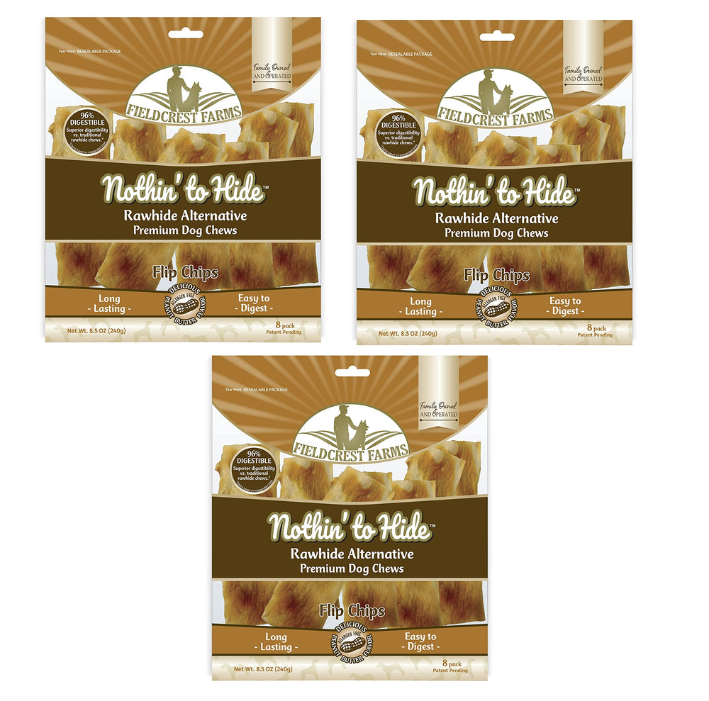 Fieldcrest Farms Nothin to Hide Flip Chips Peanut Butter package front image shows chew-ready design