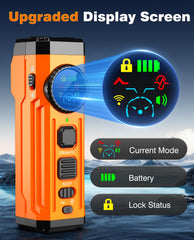 Fihuxoz dog bark deterrent mode indicator highlights Ultrasonic, Sound, or Flashlight
