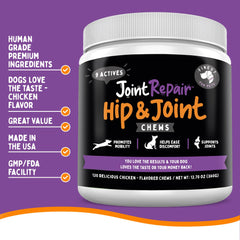 Finest For Pets Joint Repair ingredients-glucosamine highlight key joint support for mobility.