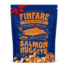Finfare Freeze-Dried Salmon dog treats packshot, protein-rich nutrition for active dogs.