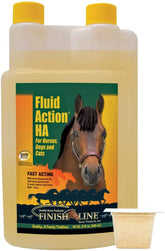 Finish Line Fluid Action HA Joint Therapy bottle – supports joint mobility in horses, dogs, and cats.
