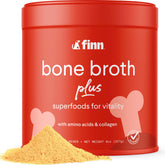 Finn Bone Broth Plus dog powder topper jar highlighting joint support