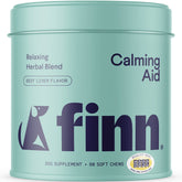 Finn Calming Aid for Dogs packaging with calming chews for stress relief
