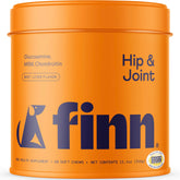 Finn hip-joint soft-chews bottle demonstrates daily mobility support for dogs