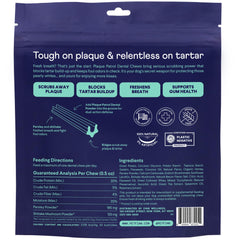 Finn Plaque Patrol closeup bacon-flavor chews promote tasty chewing and breath freshness.