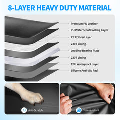 FIRSTWELL scratch-proof and waterproof PU leather seat cover protects the interior.