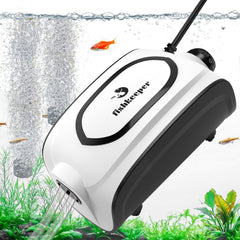 Fishkeeper 5W 90GPH air-pump front view highlighting compact space-saving design