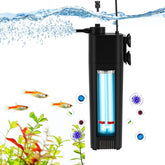 The fishkeeper aquarium filter UV-172gph-in-action promotes clear water and steady flow.
