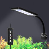 Fishkeeper clip-on LED light front view highlighting compact 9W design for small planted tanks.