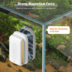 Fishkeeper magnetic cleaner shows double-sided design with inside scrubber and outside pad for versatile cleaning.