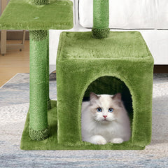 FISH&NAP cat tree in green blends with home decor and light.