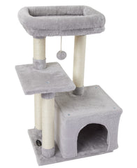 FISH&NAP cute cat tree grey overview offers cozy indoor play