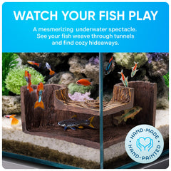 FISHNOSH Aquarium Cave tunnels invite exploration and enrichment for active fish.