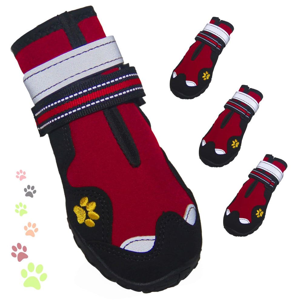 FISHOAKY dog shoes large red bootie outer view enhances fit and weather protection