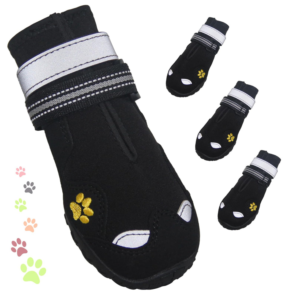 FISHOAKY dog shoes show waterproof paw protection for rainy walks.