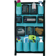 FITLANCE Equine Long Trailer Door Caddy mounted on door keeps gear organized.