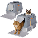 Fitrobust 2-pack stainless steel litter box with lid, durable and easy to clean