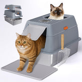 Fitrobust stainless steel litter box front view with dual-entry design for versatile use