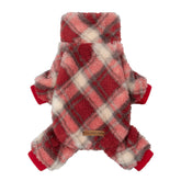 Fitwarm collared neck plaid dog pajamas back-14-inch fit supports comfortable movement for small dogs