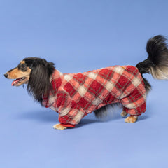 Fitwarm collared neck plaid dog pajamas red-plaid-pattern adds festive style for holidays