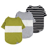 Fitwarm color-block striped dog shirt green for breathable summer wear