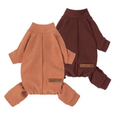Fitwarm dog pajamas orange front view offer cozy warmth for small dogs on chilly days.
