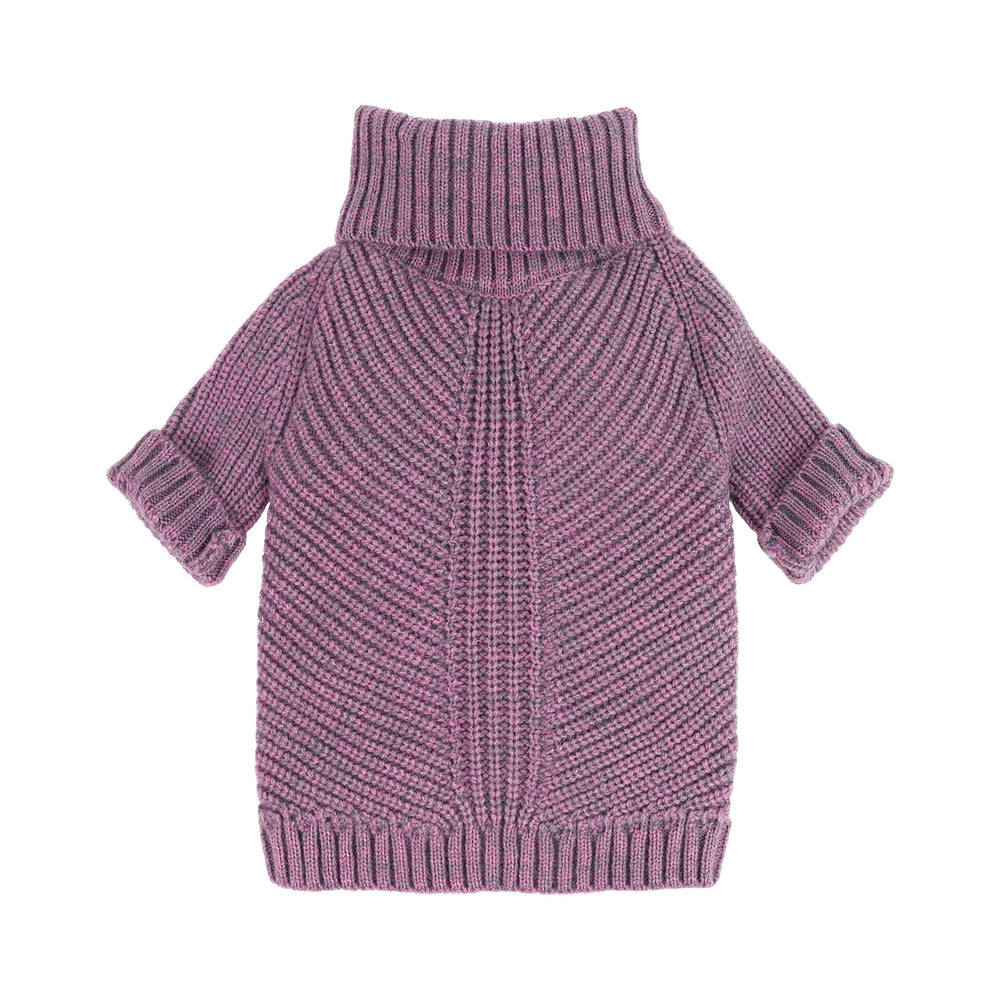Fitwarm dog sweater lavender back view shows cozy warmth for winter walks
