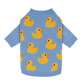Fitwarm funny duck dog sweater blue front view for cozy chilly walks