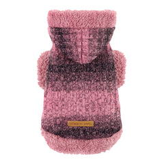 Fitwarm fuzzy dog sweater front view shows cozy knit warmth for chilly walks