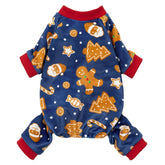 Fitwarm Gingerbread Man Dog Pajamas front view — cozy, festive wear for small dogs.
