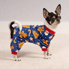 Fitwarm Gingerbread Man pattern navy pajamas — festive styling for holiday photos.