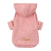 Fitwarm knitted dog hoodie sweater hood on a small dog during a chilly walk