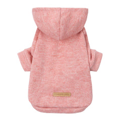 Fitwarm knitted dog hoodie sweater hood on a small dog during a chilly walk
