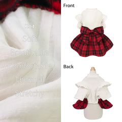 Fitwarm knitted plaid sweater dress with ruffle sleeves for holiday flair.
