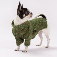 Fitwarm knitted turtleneck dog sweater front view highlights cozy warmth in motion