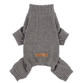 Fitwarm mock-neck knitted dog pajamas front view showing cozy ribbed fit for small breeds