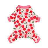 Fitwarm pijama-perro-cereza-con-pies, cómodo para dormir y descansar en casa.