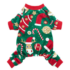 Fitwarm pijama navideño rojo para perro pequeño, cómodo para fiestas