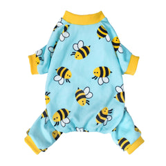 Fitwarm pijama abeja divertida en azul claro para perros pequeños, cómodo para dormir