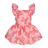 Fitwarm ruffle-sleeves bowknot dress pink XS front view for comfy everyday wear.