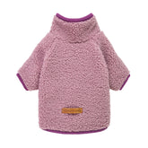 Fitwarm sherpa dog sweater purple back view for chilly walks