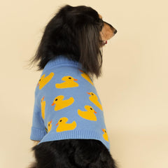 Fitwarm small dog sweater back view blue for all-day warmth