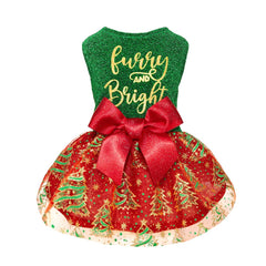 Fitwarm Sparkly Dog Christmas Outfit top layer shows stretch for easy dressing and comfort.