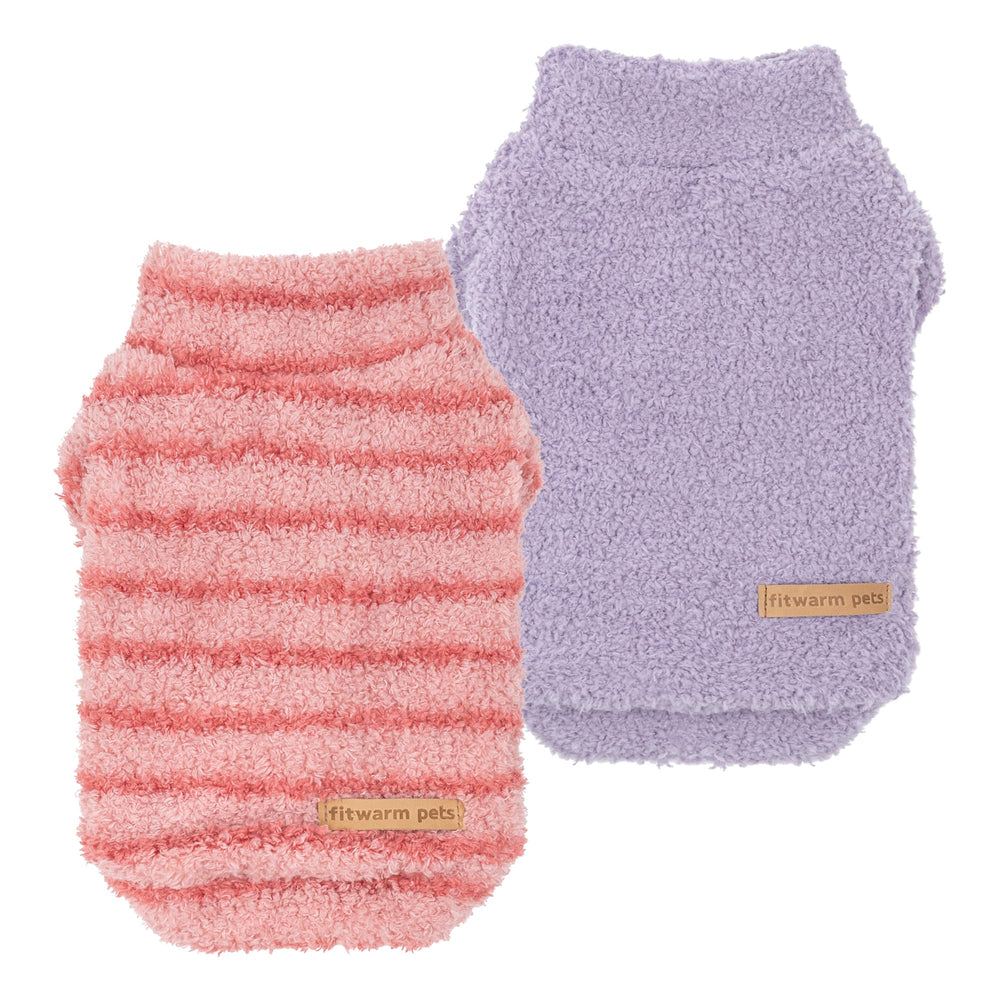 Fitwarm striped fleece dog sweater pink offers cozy warmth for small dogs