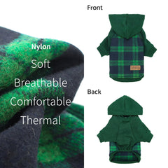 Fitwarm tartan plaid dog hoodie knit sleeves emphasizing breathable stretch for comfortable wear