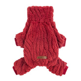 Fitwarm turtleneck fleece dog sweater red back view for warmth and style