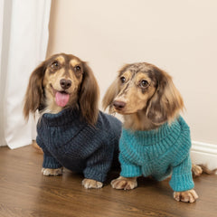 Fitwarm Turtleneck Knit Dog Sweater side view demonstrates flexible movement during walks.