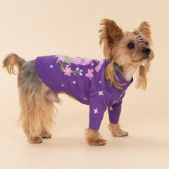 Fitwarm unicorn dog sweater jacquard detail with textured unicorn motif
